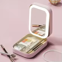 ZAHRATI GlowCase compact pink LED makeup mirror organizer